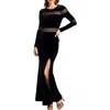 B & A By Betsy And Adam Womens Mesh Inset Velvet Evening Dress
