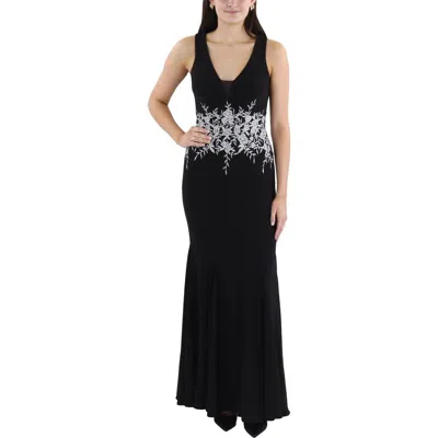 B & A By Betsy And Adam Womens Metallic Embellished Evening Dress