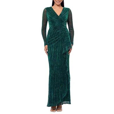 B & A By Betsy And Adam Womens Metallic Formal Evening Dress In Blue