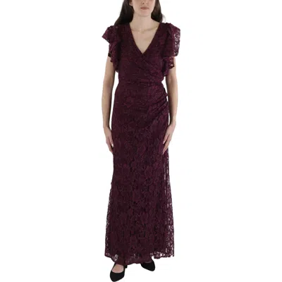 B & A By Betsy And Adam Womens Metallic Lace Evening Dress In Pink