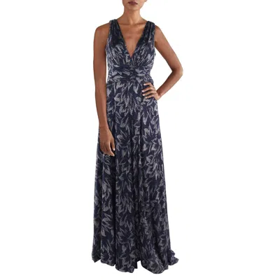 B & A By Betsy And Adam Womens Printed Metallic Evening Dress