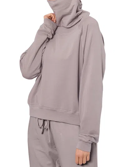 B & A By Betsy And Adam Womens Pullover Built-in Mask Crewneck Sweater In Grey