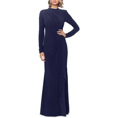 B & A By Betsy And Adam Womens Ruched Formal Evening Dress In Blue
