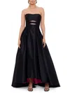 B & A BY BETSY AND ADAM WOMENS SATIN CUT-OUT EVENING DRESS