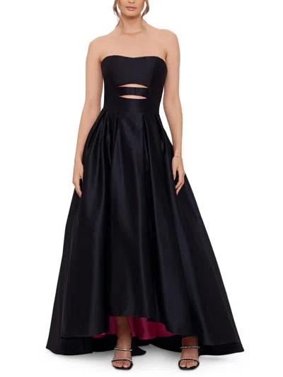B & A By Betsy And Adam Womens Satin Cut-out Evening Dress In Black