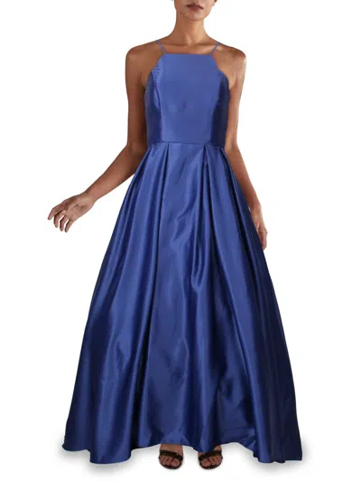 B & A By Betsy And Adam Womens Satin Maxi Evening Dress In Blue