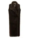B&b Couture Collared Sleeveless Coat In Brown
