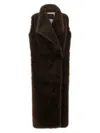 B&b Couture Collared Sleeveless Coat In Brown