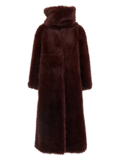 B&b Couture Biscuit' Eco Fur Coat In Burgundy