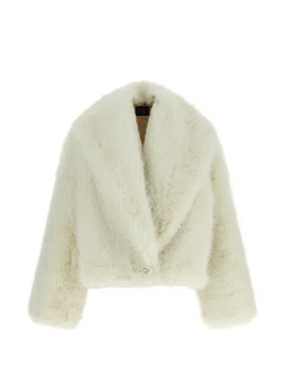B&b Couture Carrie Faux-fur Jacket In Neutrals