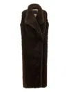 B&b Couture Collared Sleeveless Coat In Brown