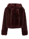 B&b Couture Cropped Faux Fur Jacket With Plush Texture In Brown
