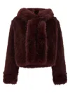 B&b Couture Cropped Faux Fur Jacket With Plush Texture In Brown