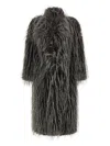 B&b Couture Eco Fur Long Hair Coat In Gray