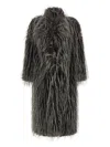 B&b Couture Eco Fur Long Hair Coat In Gray