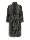 B&b Couture Eco Fur Long Hair Coat In Gray