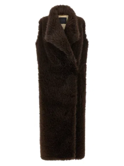B&b Couture Faux Fur Bear Vest In Brown