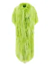 B&b Couture Faux-fur Short-sleeved Coat In Green