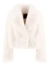 B&b Couture Faux-fur Wide-collar Coat In White