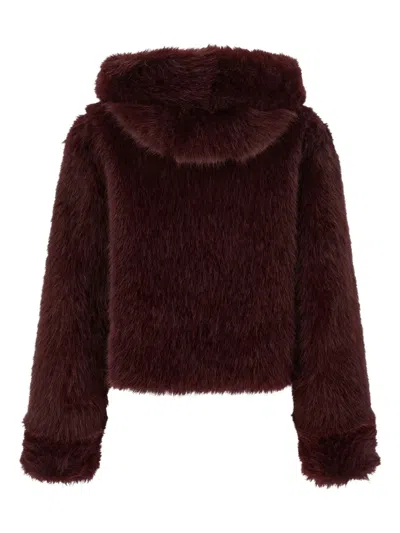 B&B COUTURE HOODED LONG-HAIRED FAUX-FUR COAT
