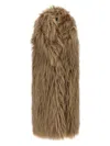 B&b Couture Long-haired Faux Fur Brown Vest In Robe Style In Brown