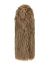 B&b Couture Long-haired Faux Fur Brown Vest In Robe Style In Sand