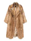 B&b Couture Lapel-collar Long-sleeve Coat In Brown