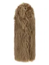 B&b Couture Long-haired Faux Fur Brown Vest In Robe Style In Brown
