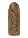B&b Couture Long-haired Faux Fur Brown Vest In Robe Style In Brown