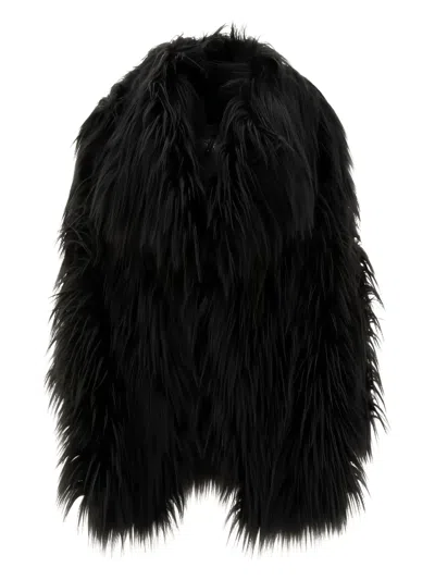 B&b Couture Long-pile Faux-fur Coat In Black