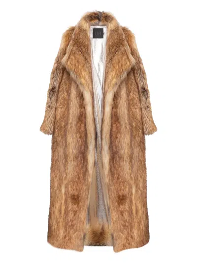 B&b Couture Lupo Faux-fur Lapel Coat In Multi