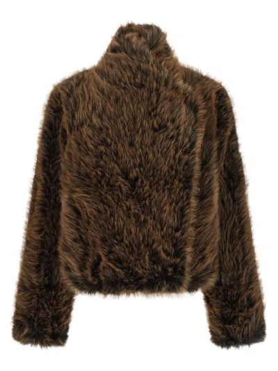 B&b Couture Faux-fur Jacket In Brown