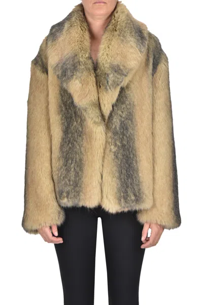 B&b Couture Sherman Eco-fur In Brown