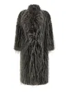 B&b Couture Eco Fur Long Hair Coat In Gray
