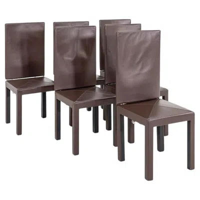 Pre-owned B & B Italia 2005 Paolo Piva For B&b Ltalia Arcadia High Back Dining Side Chair In Leather In Gray
