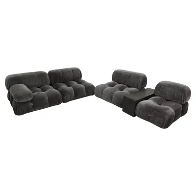 Pre-owned B & B Italia 4 Piece Gray Velvet Corduroy 'camaleonda' Sofa By Mario Bellini For B&b Italia