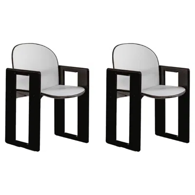 Pre-owned B & B Italia Afra & Tobia Scarpa "dialogo" Chairs For B&b Italia, White, 1973, Set Of 2 In Brown