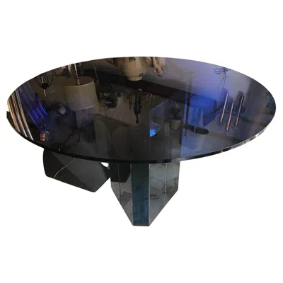 Pre-owned B & B Italia Afra E Tobia Scarpa “polygono” Table Metal Glass By Beb 1980 Italy In Black