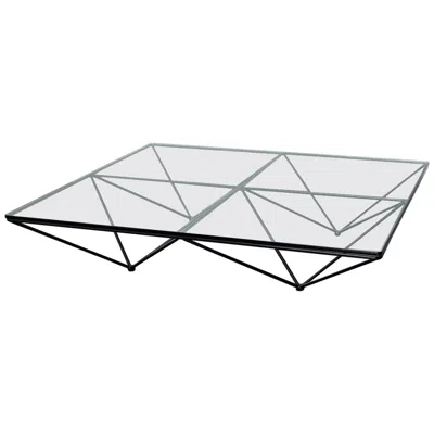 Pre-owned B & B Italia Alanda Coffee Table By Paolo Piva With Square Glass And Metal Structure In Gray