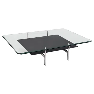 Pre-owned B & B Italia Antonio Citterio For B&b Italia Leather, Aluminum & Glass Coffee Table In Black