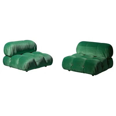 Pre-owned B & B Italia Green Velvet Camaleonda Lounge Chairs By Mario Bellini For B&b Italia, 1970s