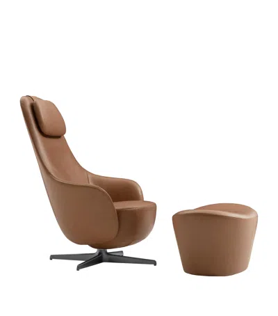 B & B Italia Harbor Laidback Armchair And Footstool In Brown