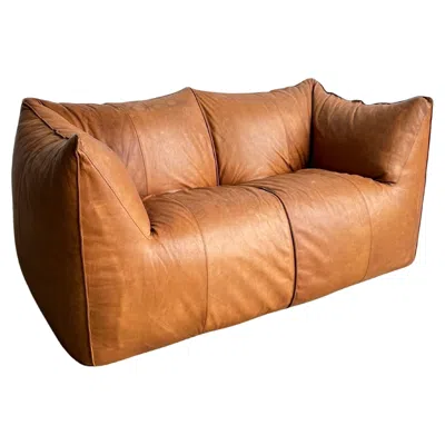 Pre-owned B & B Italia Italian Leather Sofa By Mario Bellini Le Bambole For B&b Italia 1970s In Orange