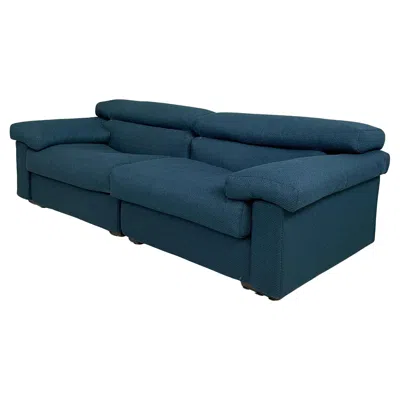 Pre-owned B & B Italia Italian Modern Blue Fabric Sofa Erasmo By Afra And Tobia Scarpa For B&b, 1970s