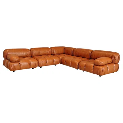 Pre-owned B & B Italia Large Modular Camaleonda Sofa Cognac-colored Leather M.bellini Original 70s In Brown