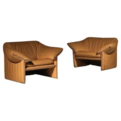 Pre-owned B & B Italia Leather Armchairs And Sofa Mario Bellini Model Le Stelle For B&b Italia In Brown