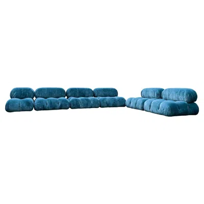 Pre-owned B & B Italia Mario Bellini Azure Linen Velvet Camaleonda Sofa For B&b Italia, 1972, Set Of 6 In Blue