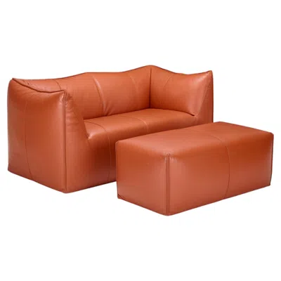 Pre-owned B & B Italia Mario Bellini Bambole Bibambola Lba2 Leather Sofa With Ottoman For B&b Italia In Brown