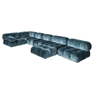 Pre-owned B & B Italia Mario Bellini Blue Cotton Velvet Camaleonda Sofa For B&b Italia, 1972, Set Of 7