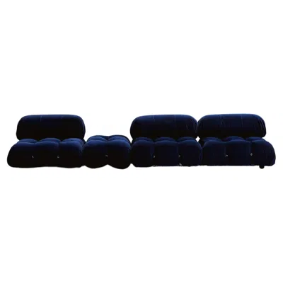 Pre-owned B & B Italia Mario Bellini "camaleonda" Sofa For B&b Italia, Blue Velvet, 1970, Set Of 4